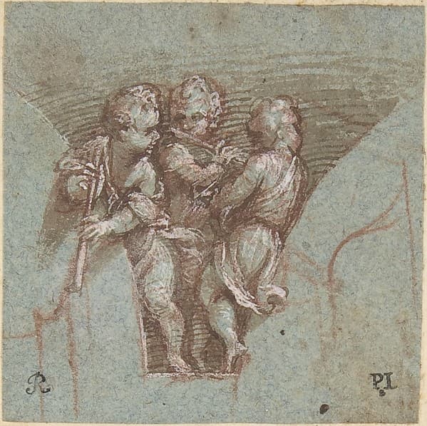 Design for a Pendentive:  Youthful Musicians with Wind Instruments — Pomponio Amalteo