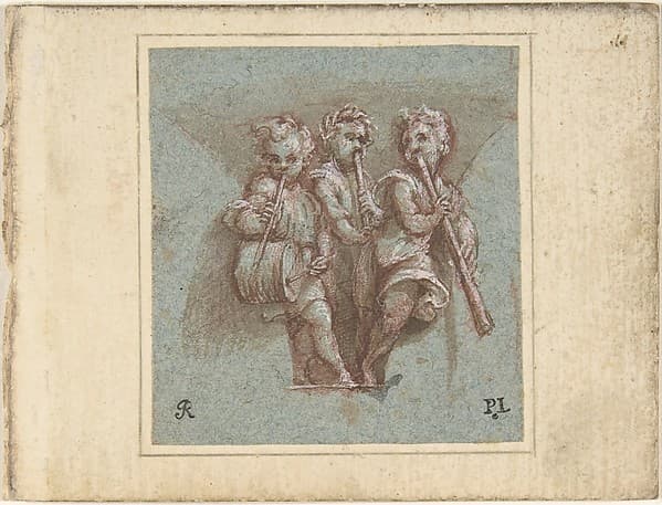 Design for a Pendentive:  Youthful Musicians with Wind Instruments and a Drum — Pomponio Amalteo