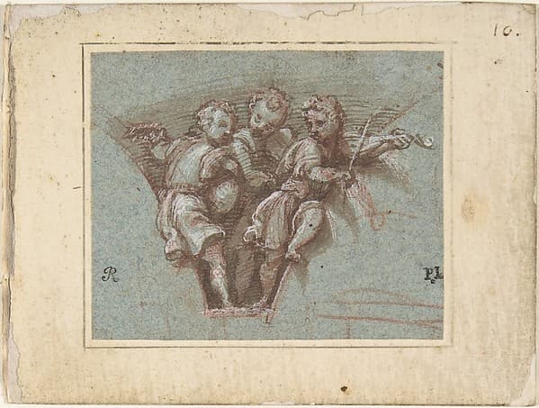Design for a Pendentive:  Youthful Musicians with Stringed Instruments — Pomponio Amalteo