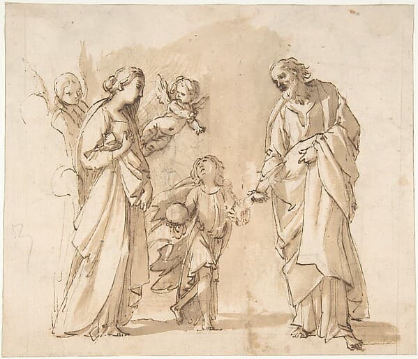 Return of the Holy Family from Egypt (recto); Studies for the Return from Egypt (verso) — Giovanni Baglione