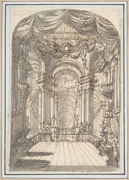 Perspectival Sketch for a Palace Interior — Giuseppe Galli Bibiena
