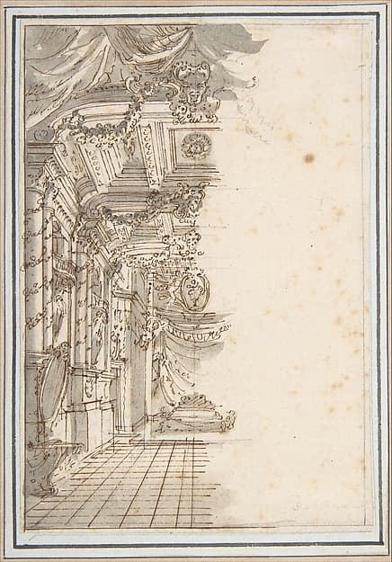 Perspective Sketch for a Palace Interior — Giuseppe Galli Bibiena