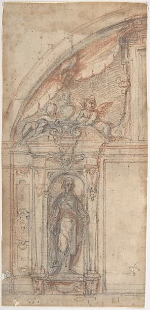 Scheme for an Architectural Decoration with a Standing Male Figure in a Niche — Fabrizio Boschi