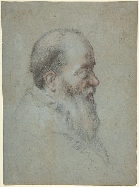 Bust of a Bearded Old Man, Profile to Right — Carletto Caliari