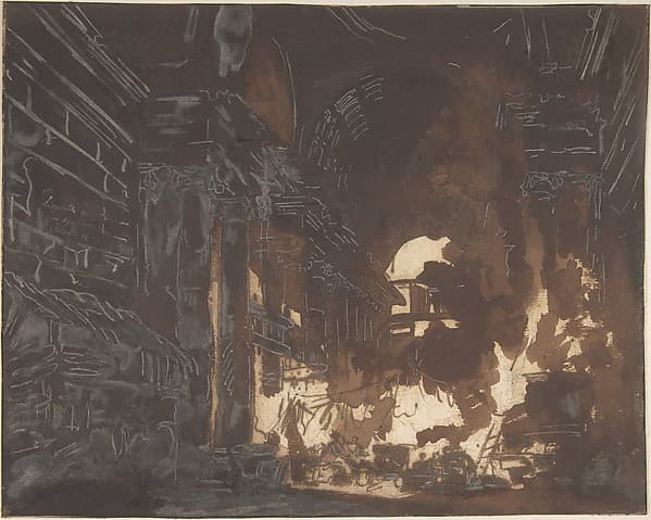 Washerwomen in a Ruined Gallery — Hubert Robert