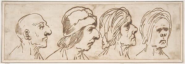 Four Caricatured Heads — Pier Francesco Mola