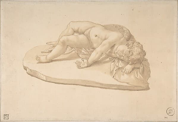 Copy after a Sculpture of the Sleeping Eros Based on an Antique Model (from Cassiano dal Pozzo's 'Paper Museum') — Giovanni Angelo Canini