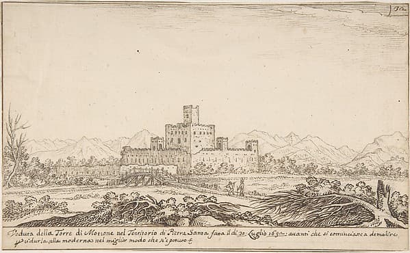 View of Motrone Castle (before its demolition around 1692) — Giovanni Francesco Grimaldi