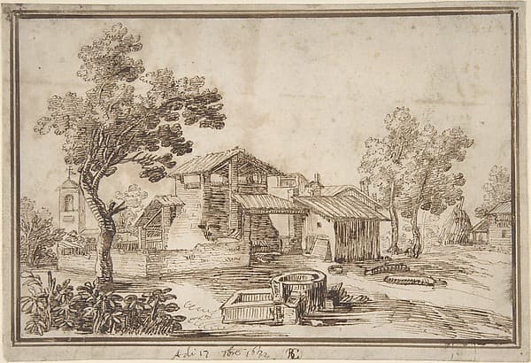 Landscape with a Farm House and a Bell Tower — Remigio Cantagallina