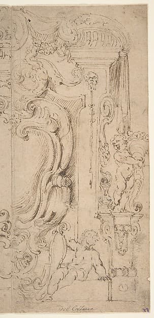 Right and Part of the Left Half of a Design for a Cartouche — Michelangelo Colonna