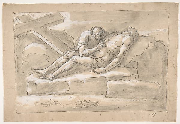 The Dead Christ Mourned by the Magdalen Who Venerates His Side Wound — Fortunato Duranti