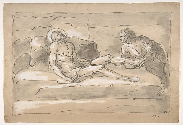 The Dead Christ Mourned by the Magdalen Who Venerates the Wounds on His Feet — Fortunato Duranti