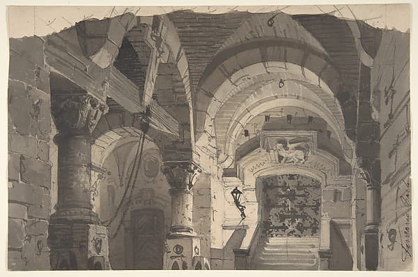 Design for a Stage Set of a Crypt (for the Opera 'La Morosina' ?) — Carlo Ferrario