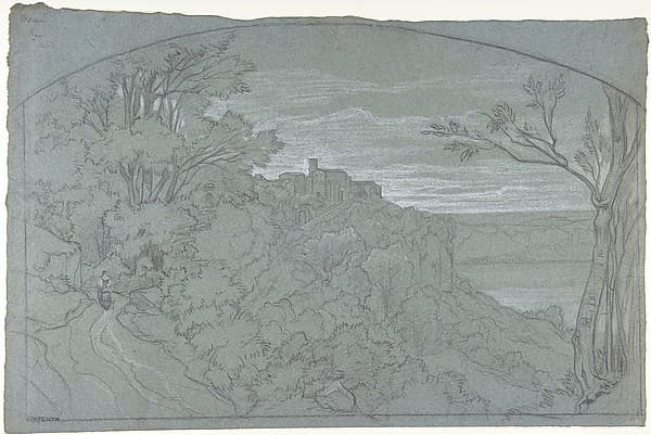 The Town and Lake of Nemi — Edouard Bertin