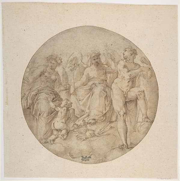 Three Allegorical Figures in a Roundel — Battista Franco