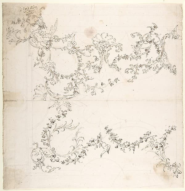 Design for a Ceiling Decoration with Putti and Garland Motifs — Donato Giuseppe Frisoni