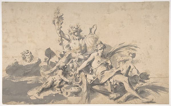 Bacchus and Ceres Attended by Putti and a Marine Deity — Sebastiano Galeotti
