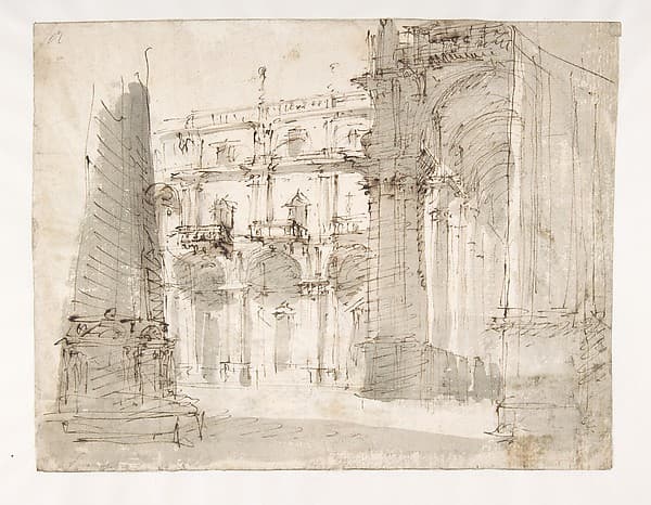 Street Scene with a Palace Façade and an Arcade — Fabrizio Galliari