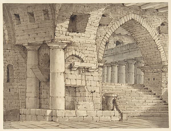 Design for a Stage Set Showing the Interior of a Fortress or Dungeon — Pietro di Gottardo Gonzaga
