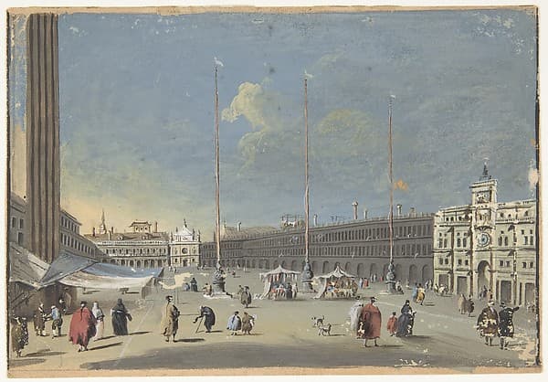 View of the Piazza di San Marco Toward the South (showing the now destroyed church of San Geminiano) — Giacomo Guardi