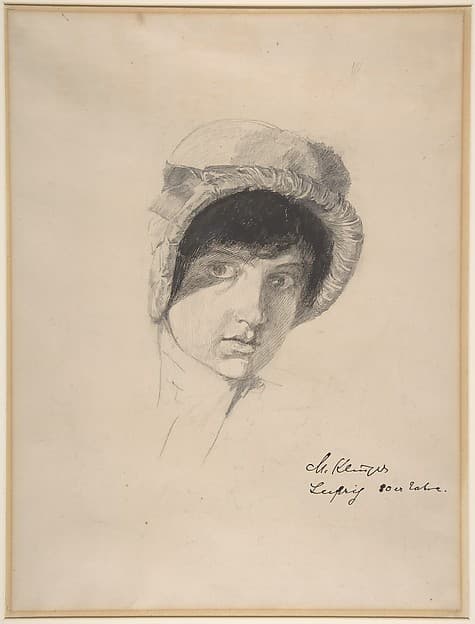 The Head of a Young Woman Wearing a Bonnet — Max Klinger