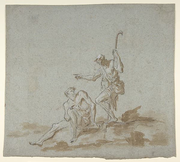 A Shepherd Addressing a Seated Male Nude — Alessandro Magnasco