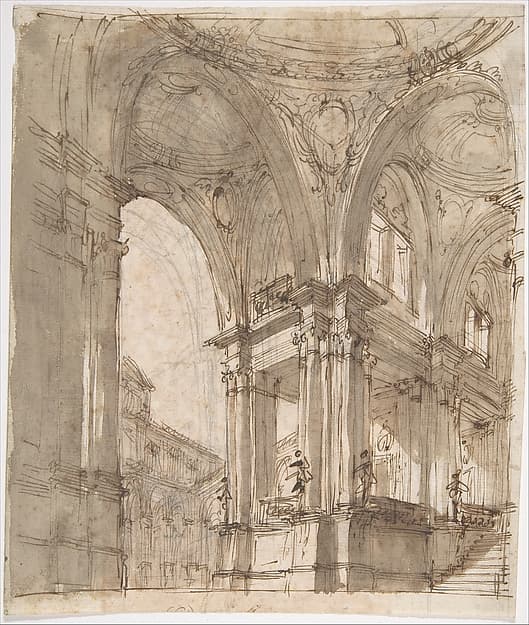 Architectural Study (recto); Separate Sheet with Architectural Drawing (verso) — Filippo Juvarra