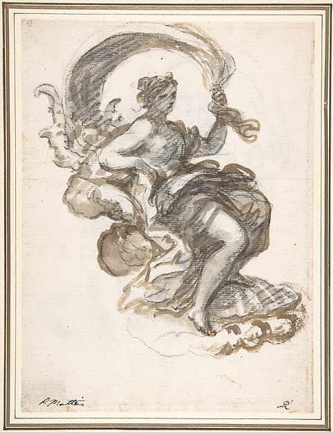 Studies of a Reclined Woman on a Seashell, for the Triumph of Galatea (recto and verso) — Paolo De Matteis