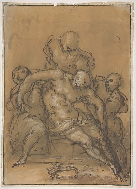 The Dead Christ Supported by Three Figures — Giovanni Battista Naldini