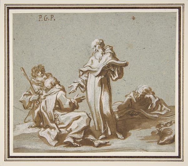 Scene with Four Figures of Monks Discoursing — Paolo Gerolamo Piola