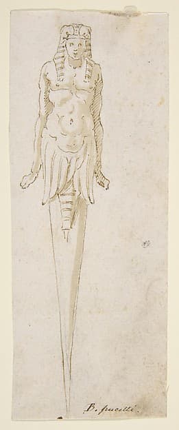 Design for Pointed Utensil with an Egyptian Style Figure on the Handle — Bernardino Poccetti