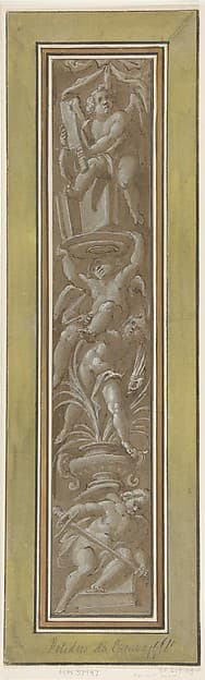 Two Pilaster with White Putti on Tan Ground — Giovanni Mauro della Rovere
