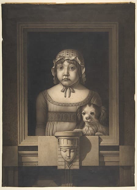 Portrait of a Girl and Her Dog — Jean Jacques Lequeu
