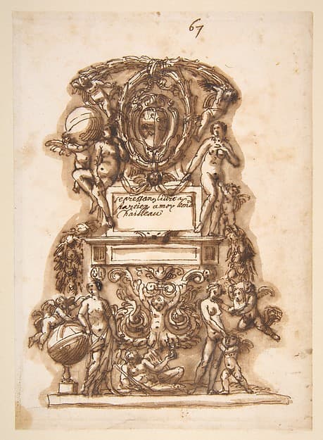 Ornamental Motif Surmounted by a Coat of Arms — Leonardo Scaglia