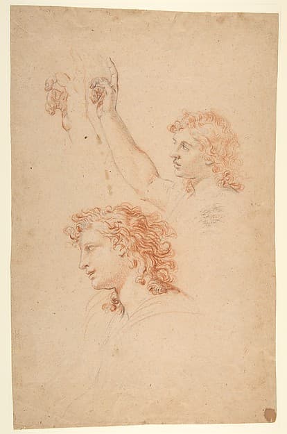 Studies for the Archangel Gabriel (recto and verso) — Nicolas Mignard