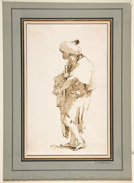Standing Man in a Turban, Holding a Sword — Giovanni Battista Tiepolo