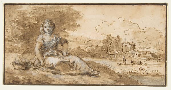 Seated Girl in a Landscape — Francesco Zuccarelli