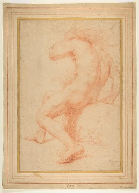 Back View of a Seated Male Nude — Andrea Sacchi