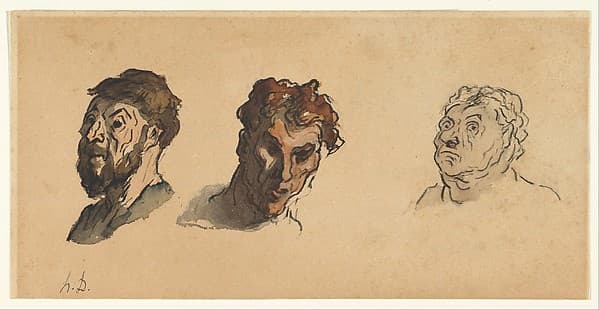 Three Male Heads — Honoré Daumier
