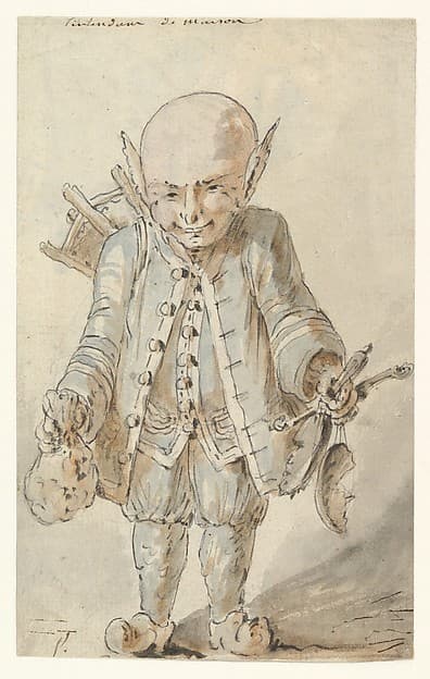 Caricature of a Junkman (recto); Caricature of a School Master (verso) — Jean Charles Delafosse