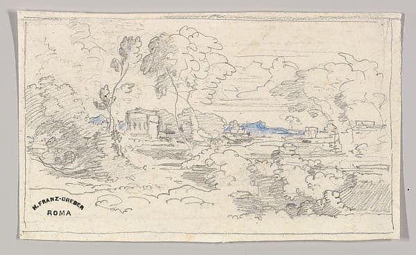 Southern landscape with a building — Heinrich Dreber