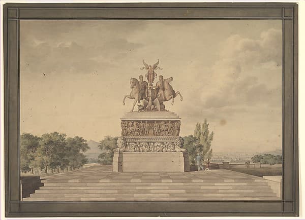 Design for a Monument of the Victory of Waterloo (recto); Portico with Corinthian Columns (verso) — Leo von Klenze