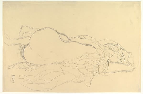 Reclining Nude with Drapery, Back View — Gustav Klimt