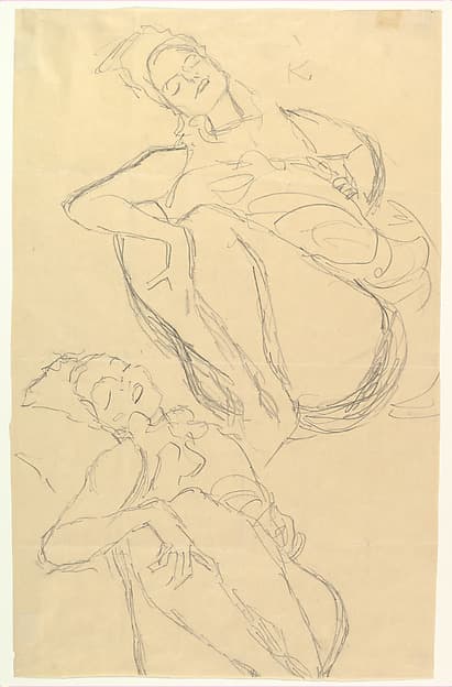 Two Studies for a Crouching Woman — Gustav Klimt