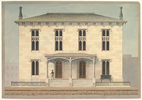 Design for a Double Townhouse (front elevation) — Alexander Jackson Davis