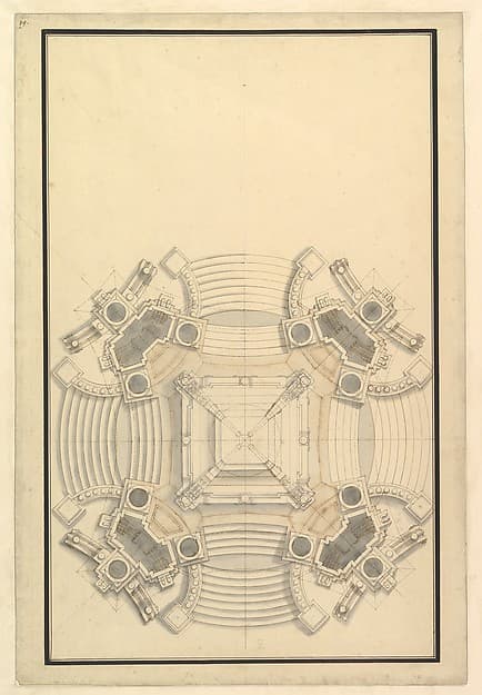 Ground Plan for a Catafalque for the King of Sardinia, Vittorio Amedeo (d. 1732) — Giuseppe Galli Bibiena