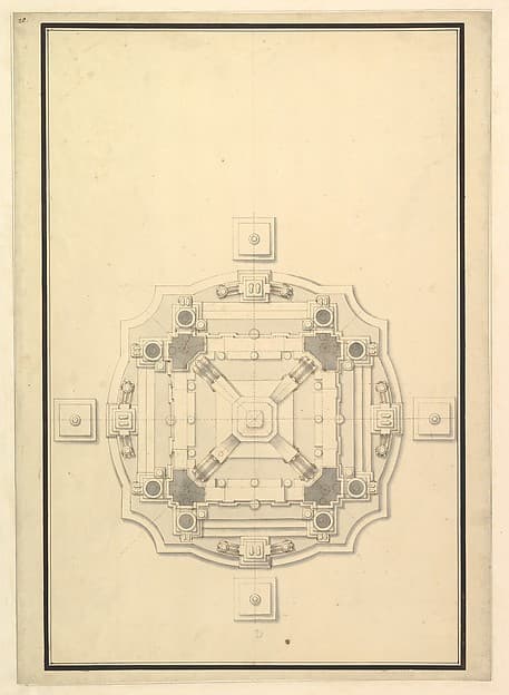 Ground Plan for a Catafalque — Giuseppe Galli Bibiena