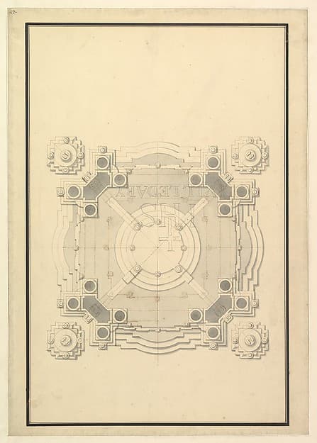 Ground Plan for a Catafalque for Louis, Dauphin of France, d. 1711 — Giuseppe Galli Bibiena