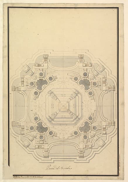 Ground Plan for the Catafalque for Louis XIV (d. 1715) — Giuseppe Galli Bibiena