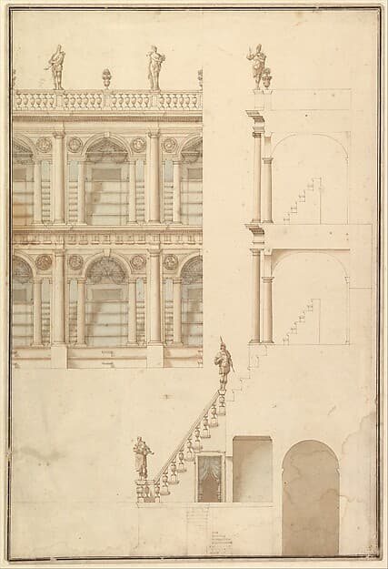 Details of Theatre Interior: Interior Elevation of Corridor and Sections — Giuseppe Galli Bibiena